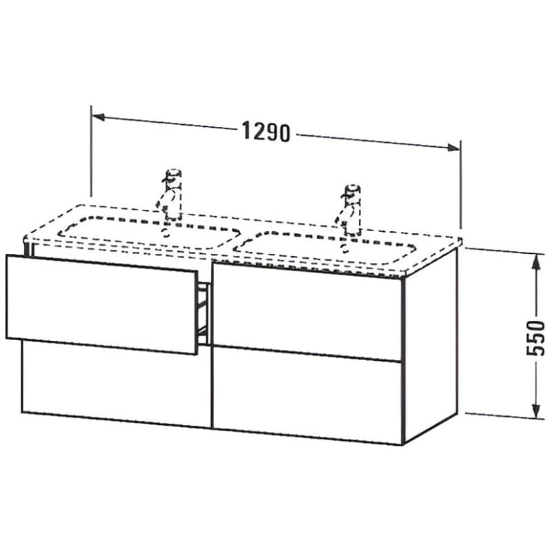 Duravit L-Cube Waschtischunterbau wandhängend mit 4 Auszügen, 129 x 48,1 cm