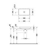 Duravit DuraSquare Aufsatzbecken ohne Hahnloch 60 x 34,5 cm