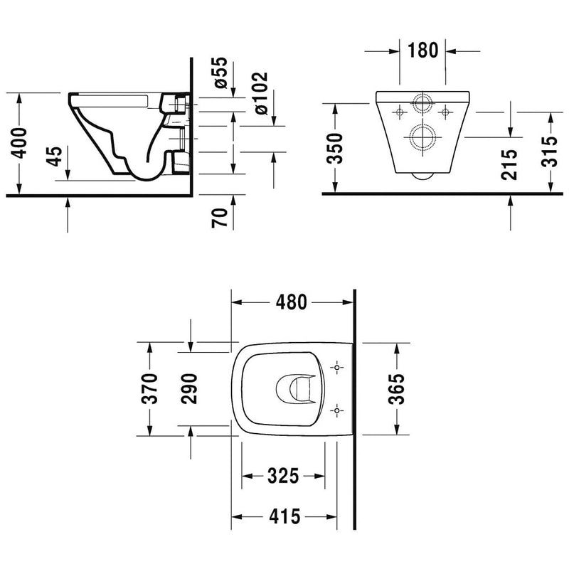 Duravit DuraStyle Wand-WC Compact Rimless Set