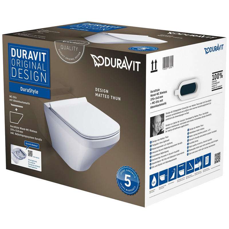 Duravit DuraStyle Wand-WC Rimmless Set inkl. WC-Sitz mit Absenkautomatik