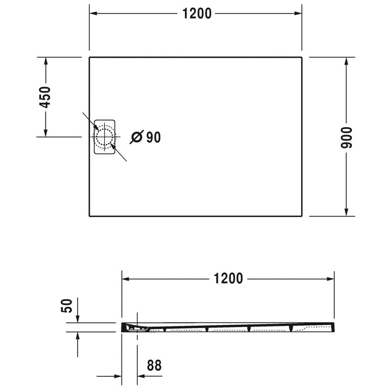 Duravit Stonetto Duschwanne Rechteck 120 x 90 cm