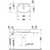 Duravit Luv Aufsatzbecken mit Hahnlochbank 60 x 40 cm