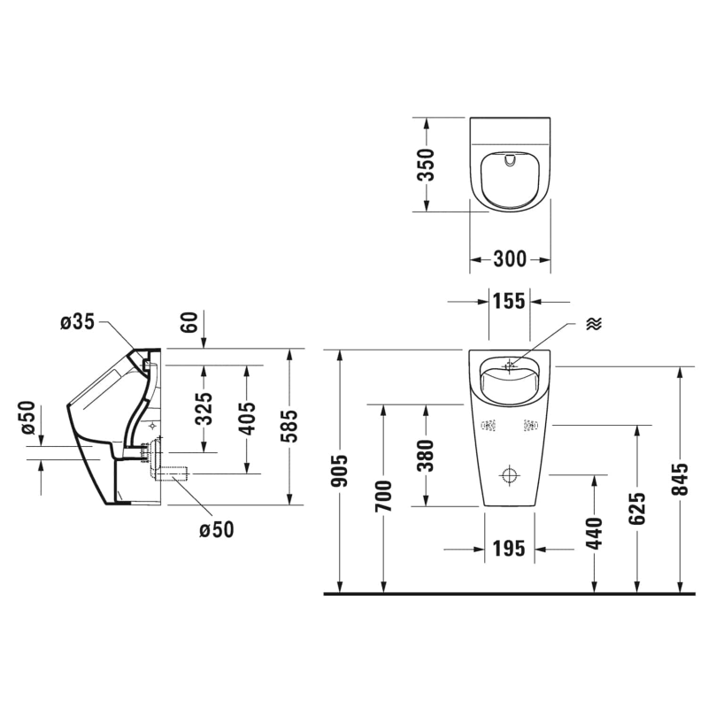 Duravit ME by Starck Urinal Rimless 0,5 L