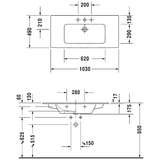 Duravit ME by Starck Möbelwaschtisch 103 cm mit 1 Hahnloch