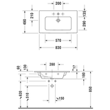 Duravit ME by Starck Möbelwaschtisch 83 cm mit 1 Hahnloch