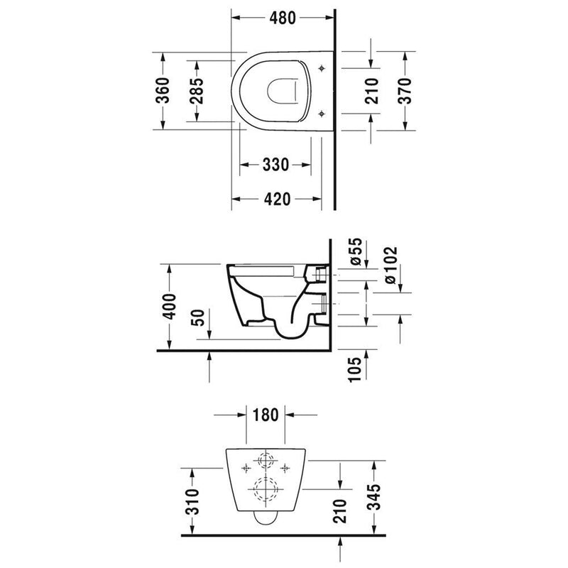 Duravit ME by Starck Wand-WC Compact Rimless Set