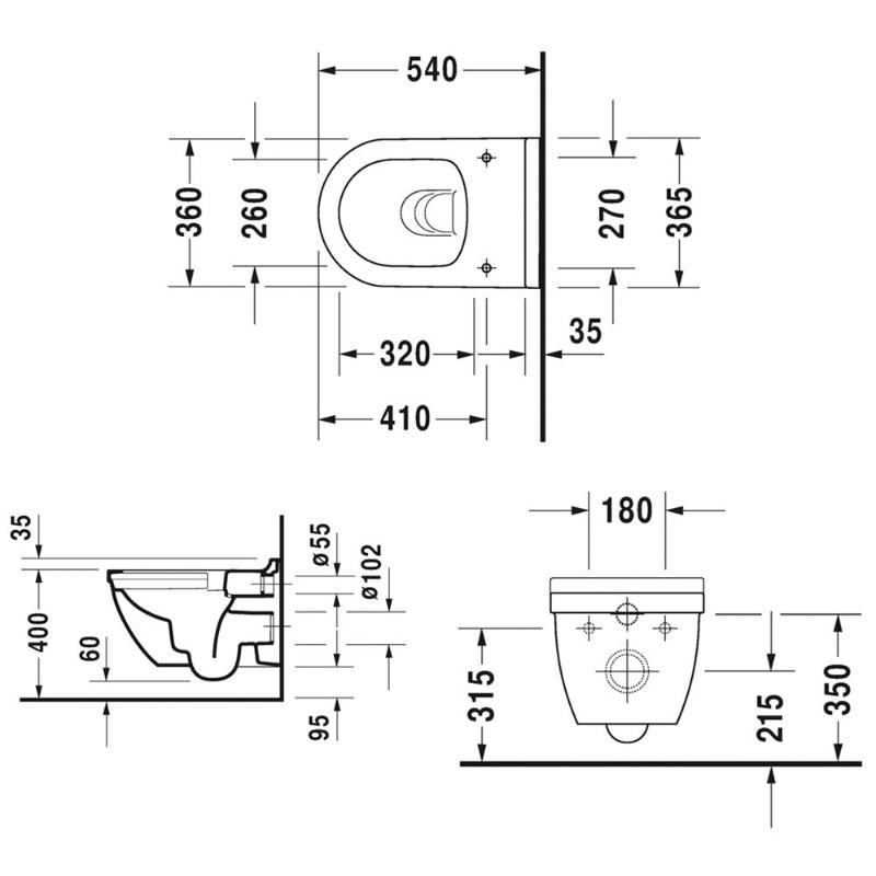 Duravit Starck 3 Wand-WC Rimless Set