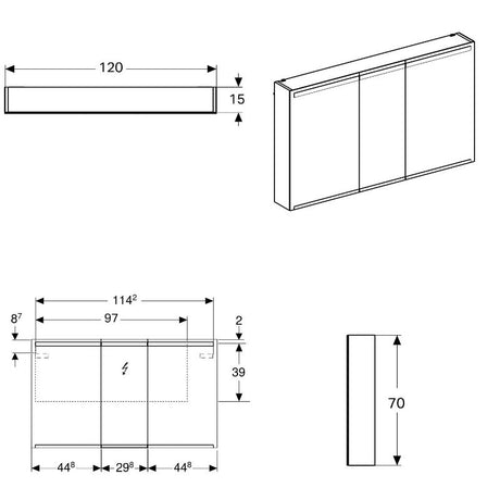 Geberit Option Spiegelschrank mit Beleuchtung 120 cm