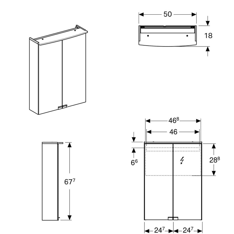 Geberit Option Spiegelschrank Basic mit Beleuchtung 50 cm