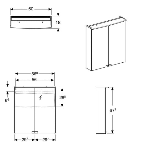 Geberit Option Spiegelschrank Basic mit Beleuchtung 60 cm