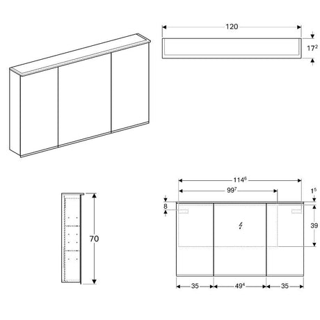 Geberit Option Spiegelschrank Plus mit Beleuchtung 120 cm