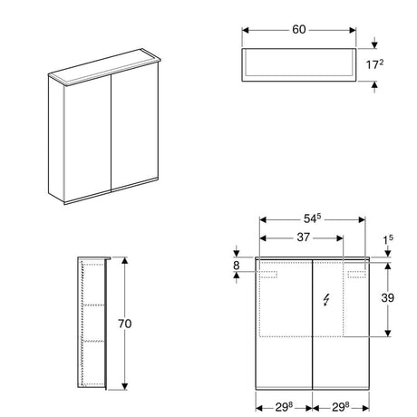 Geberit Option Spiegelschrank Plus mit Beleuchtung 60 cm