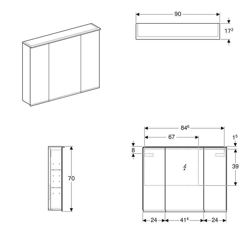 Geberit Option Spiegelschrank Plus mit Beleuchtung 90 cm