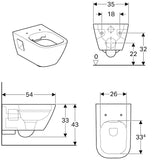 Geberit Renova Plan Wand-WC Tiefspüler, teilgeschlossene Form, Rimfree