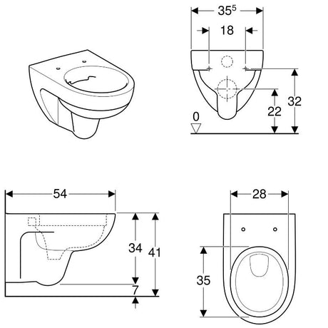 Geberit Renova Wand-Tiefspül-WC ohne Spülrand