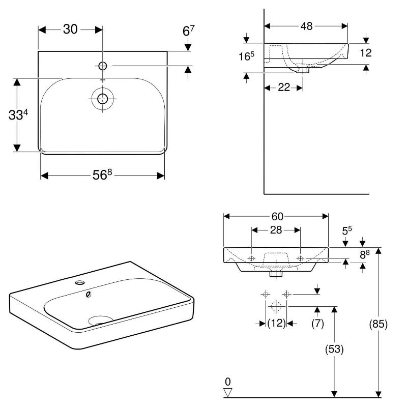 Geberit Smyle Square Waschtisch 60 cm