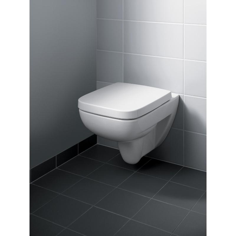 Geberit Renova Plan WC-Sitz, eckiges Design, Befestigung von oben, mit Absenkautomatik und ohne Quick release