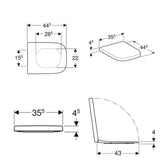 Geberit Renova Plan WC-Sitz, eckiges Design, Befestigung von oben, mit Absenkautomatik, Quick release, für 500.378.01.1