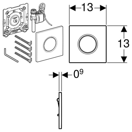 Geberit Urinalsteuerung mit pneumatischer Spülauslösung, Typ 01 Betätigungsplatte