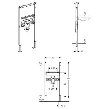 Geberit Duofix Element für Waschtisch 112 cm ,UP-Geruchsverschluss