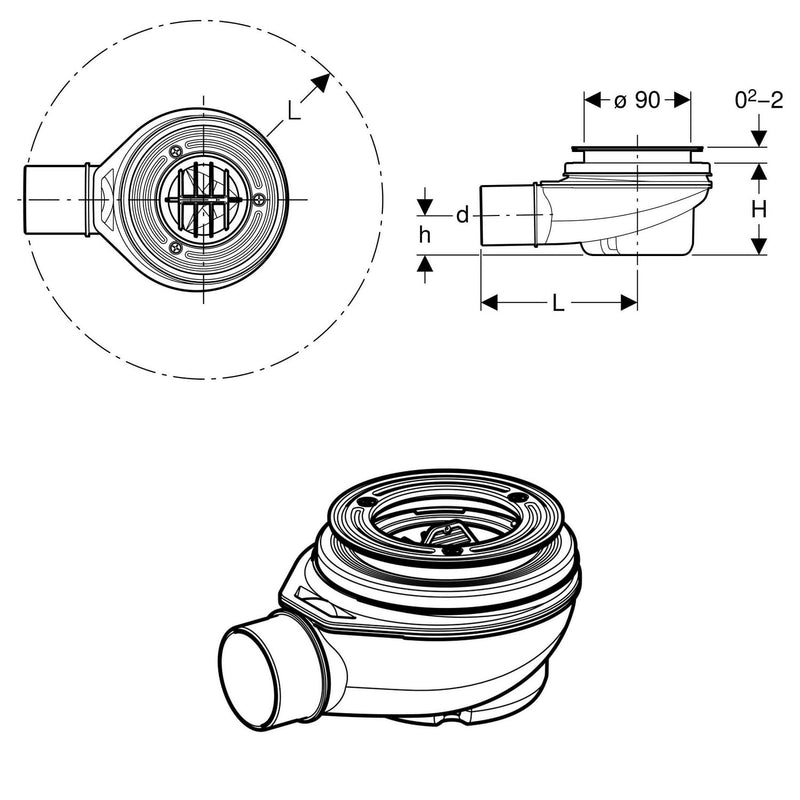 Geberit Duschwannenablauf d90