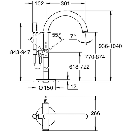 GROHE Atrio Neu Einhand-Wannenbatterie, Bodenmontage