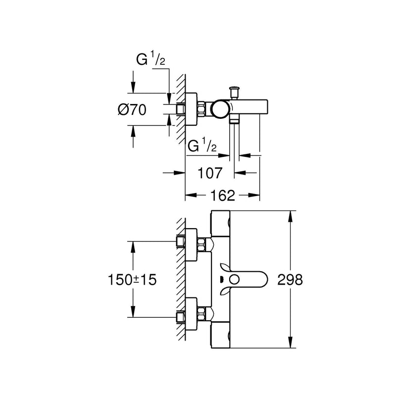 GROHE Grohtherm 800 Cosmopolitan Thermostat-Wannenbatterie, DN 15