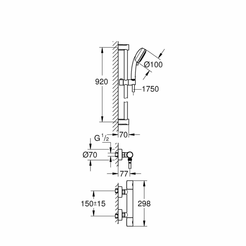 GROHE Grohtherm 800 Cosmopolitan Thermostat-Brauseset, DN 15