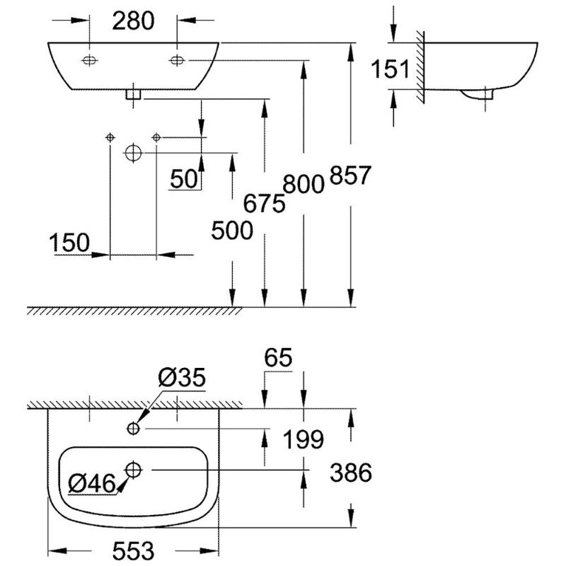 GROHE Bau Keramik Waschtisch 55 cm