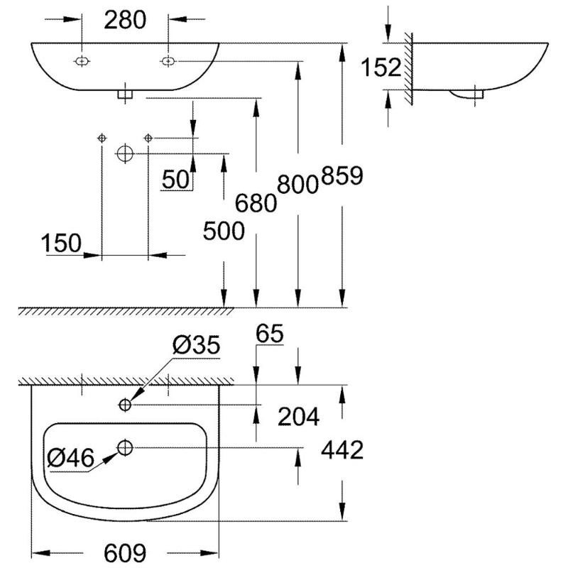 GROHE Bau Keramik Waschtisch 60 cm