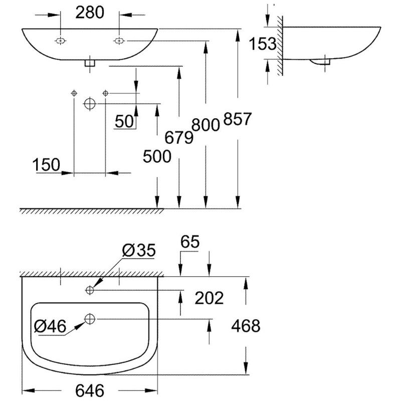 GROHE Bau Keramik Waschtisch 65 cm