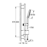 GROHE Rainshower SmartActive 150 Brausestangenset , 3 Strahlarten, Brausestange 60 cm