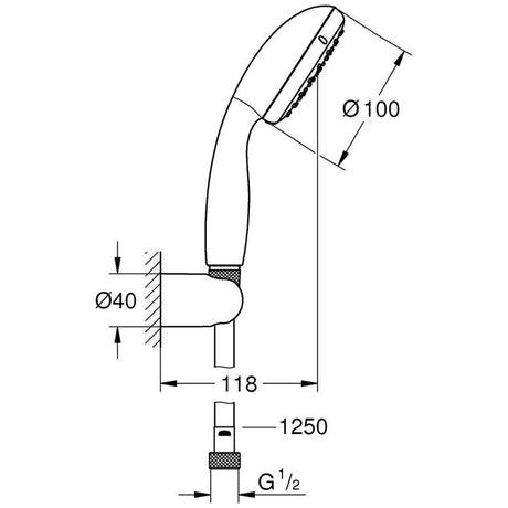 GROHE Tempesta 100 Wandhalterset mit 2 Strahlarten