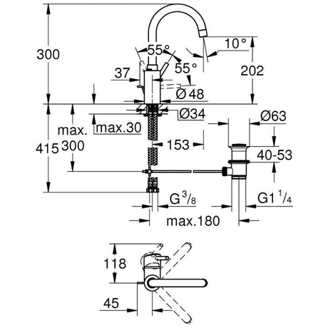 GROHE Concetto Einhand-Waschtischbatterie mit hohem Auslauf