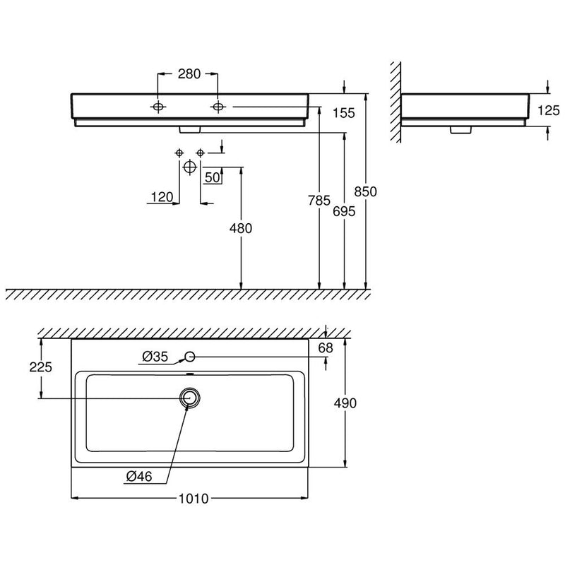 GROHE Cube Keramik Waschtisch 100 cm