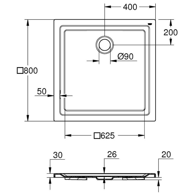 GROHE Universal Duschwanne 80 x 80 cm