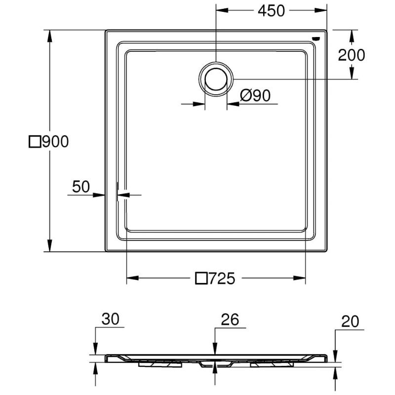 GROHE Universal Duschwanne 90 x 90 cm