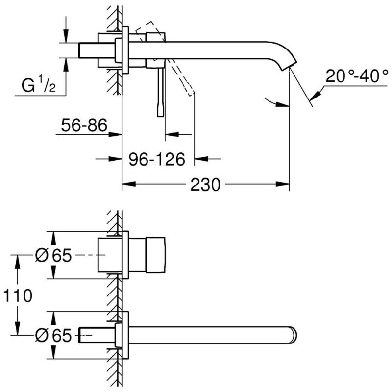 GROHE Essence Neu 2-Loch Waschtischbatterie mit langem Auslauf