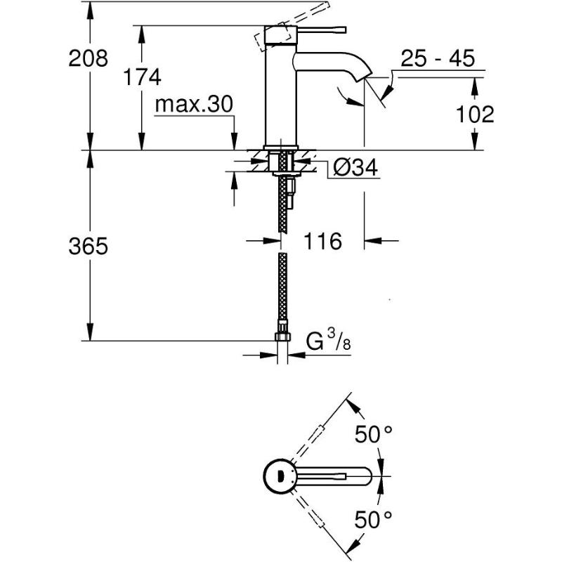 GROHE Essence Neu Einhand-Waschtischbatterie S-Size ohne Ablaufgarnitur