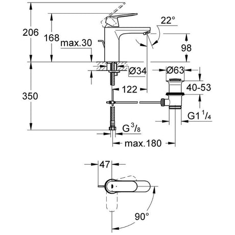 GROHE Eurosmart C Einhand-Waschtischbatterie mit Ablaufgarnitur