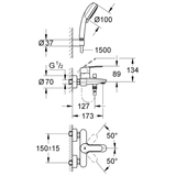 GROHE Eurostyle Cosmopolitan Einhand-Wannenbatterie mit Brausegarnitur