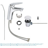 GROHE Eurostyle Einhand-Waschtischbatterie DN 15 S-Size, geschlossener Metall-Hebelgriff, mit Ablaufgarnitur