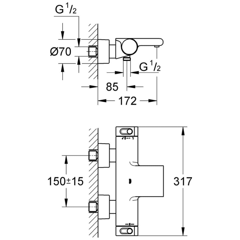 GROHE Grohtherm 2000 Thermostat-Wannenbatterie