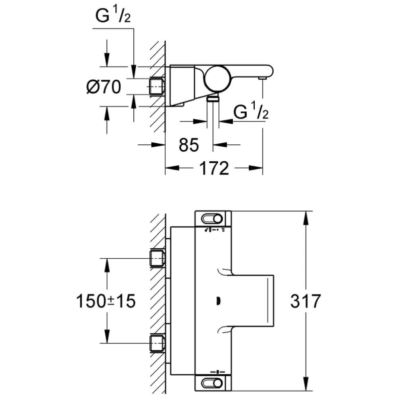 GROHE Grohtherm 2000 Thermostat-Wannenbatterie