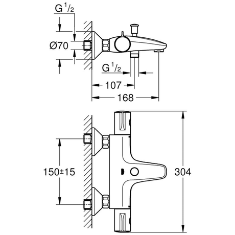 GROHE Grohtherm 800 Thermostat-Wannenbatterie Aufputz