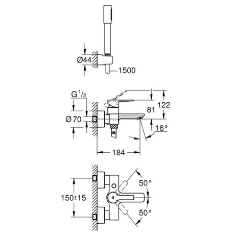 GROHE Lineare Neu Einhand-Wannenbatterie mit Brausegarnitur