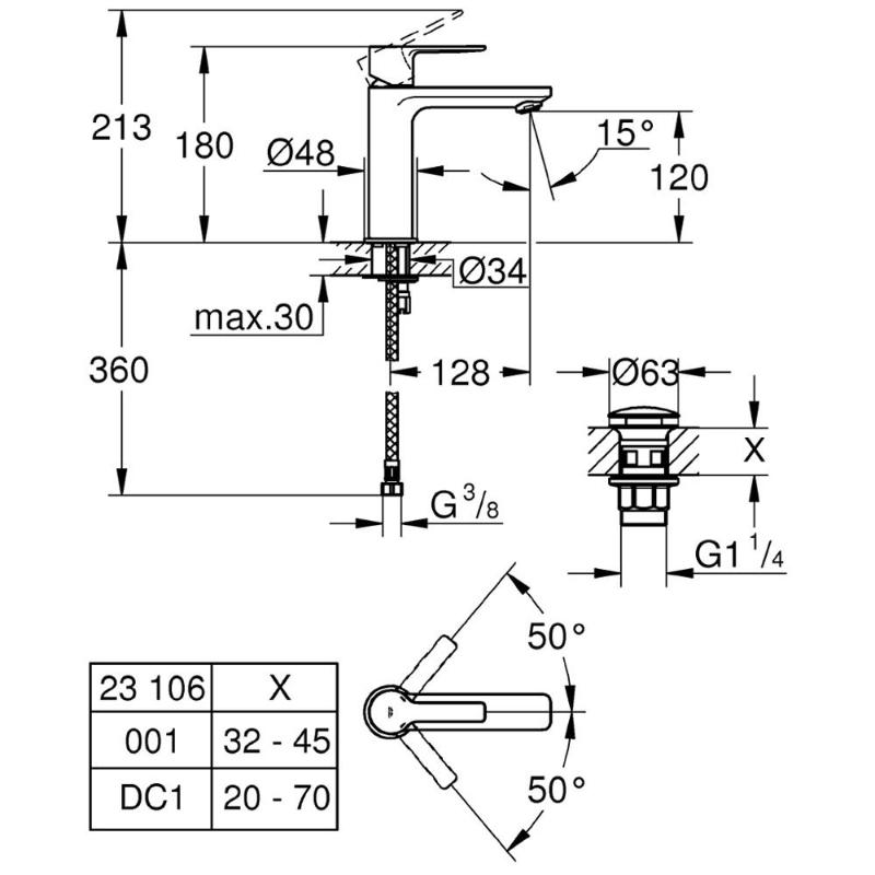 GROHE Lineare Neu Einhand-Waschtischbatterie S-Size