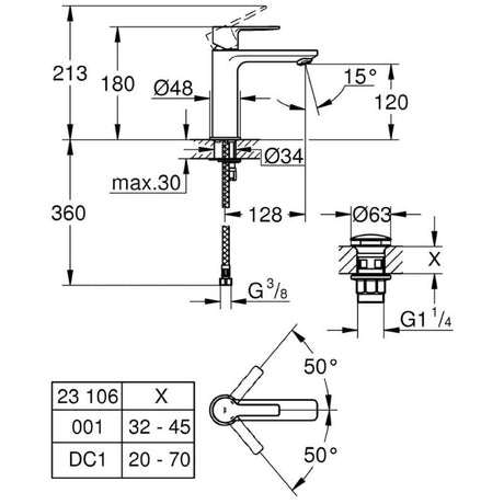 GROHE Lineare Neu Einhand-Waschtischbatterie S-Size