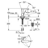 GROHE Plus Einhand-Waschtischbatterie M-Size, mit Push-open Ablaufgarnitur