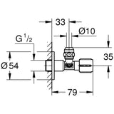 GROHE Eckventil 1/2" x 3/8"